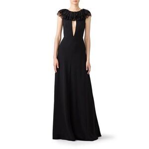 Jil Jill Stuart black gown cape ruffle maxi dress